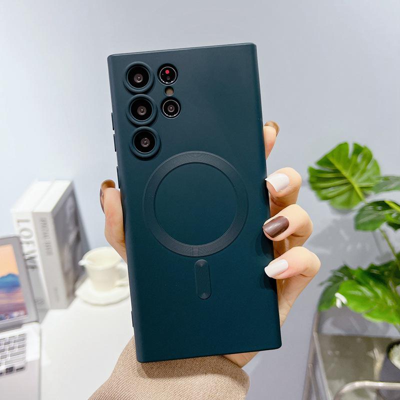 

Полностью магнитный присоска матовый силиконовый защитный чехол для Samsung S23u, S24, Note20, A55 - дизайн против падения Samsung S24