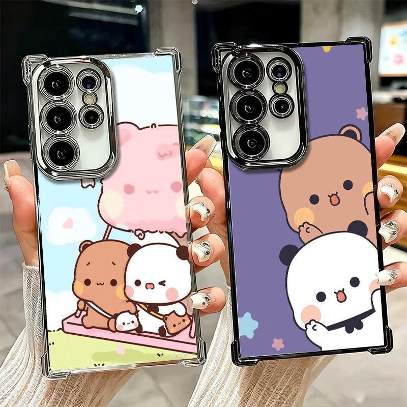 Bubu Dudu Cartoon Cute Plating Phone Case For Samsung Galaxy S24 S25 FE S26 Edge S23 Ultra S22 S21 Plus S20 Anti-Fall Airabag Co