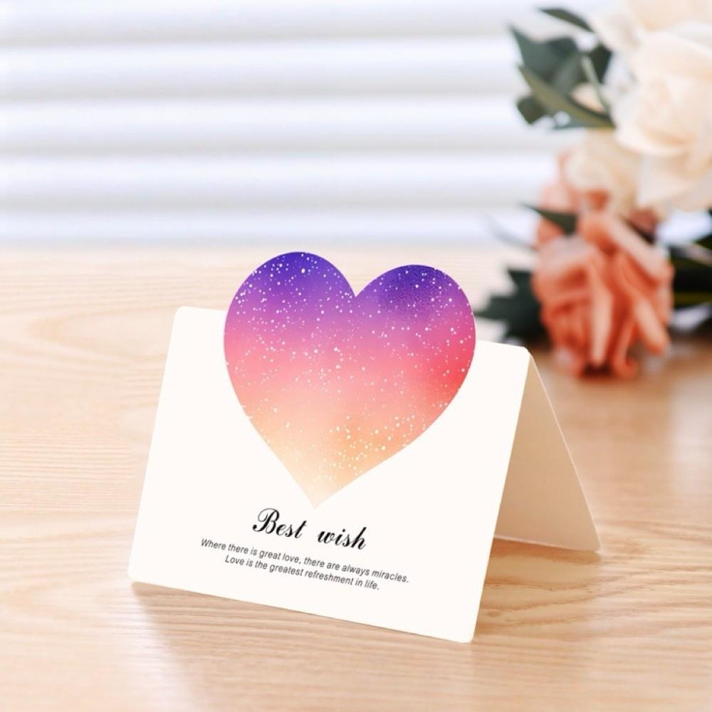 100pcs 3D Starry Sky Heart Greeting Cards Paper Romantic Valentines Day Card Folding Best Wish Thank You Letter Graduation Gift