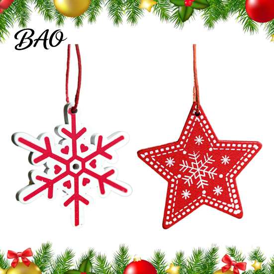 Rustic Christmas Decor Tree Wooden Pendant, Vintage Cartoon Ornament with Lanyards, Heart Star Shaped Pendants Lightweight Pendant for Holiday