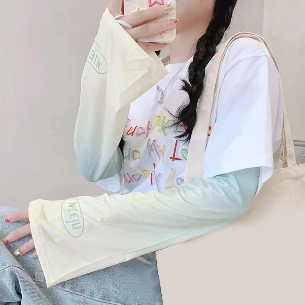 

New Large Size Arm Sleeves Women Men Driving Cycling UV Protection Sleeves Summer Ice Sleeve Gloves Loose Breathable Arm Cover One Size жёлтый