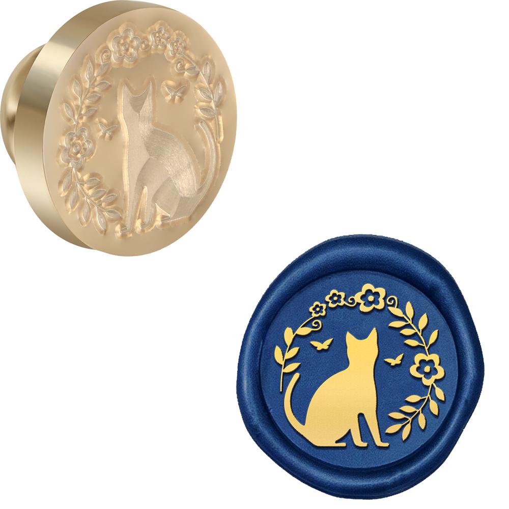 Cat Series Wax Seal Stamp Animals Pattern Sealing Wax Stamp 25mm Removable Brass Head for Envelope Card Package Decoration