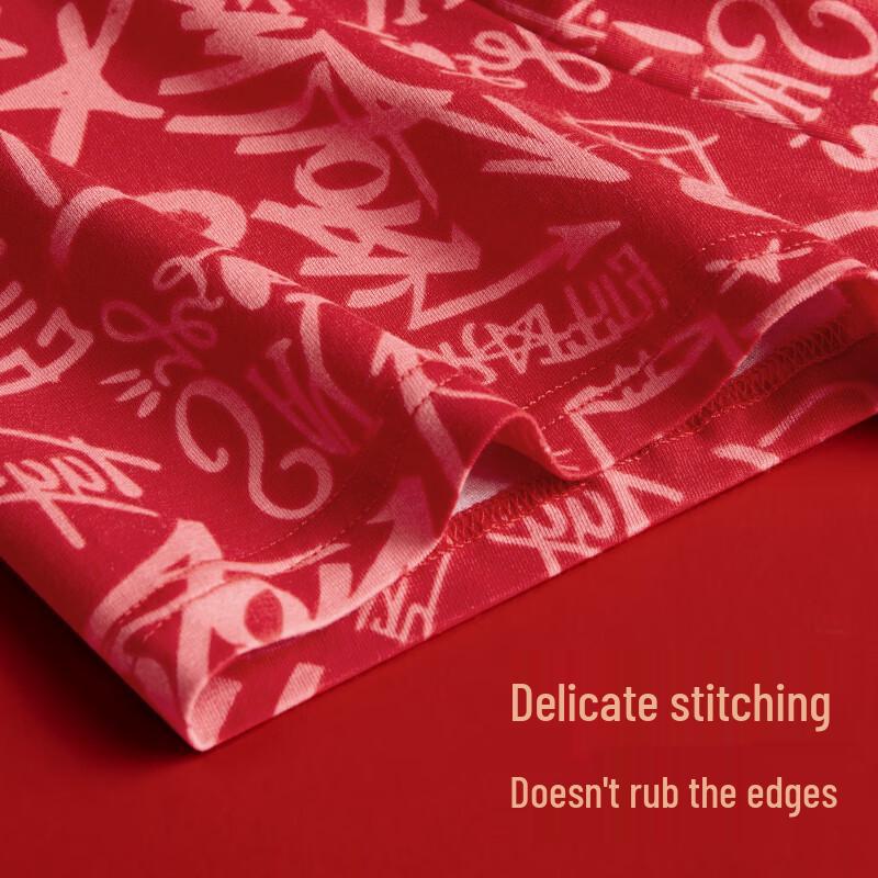 MaoRen Men's Lucky Red Cotton Boxer Briefs 3-Pack