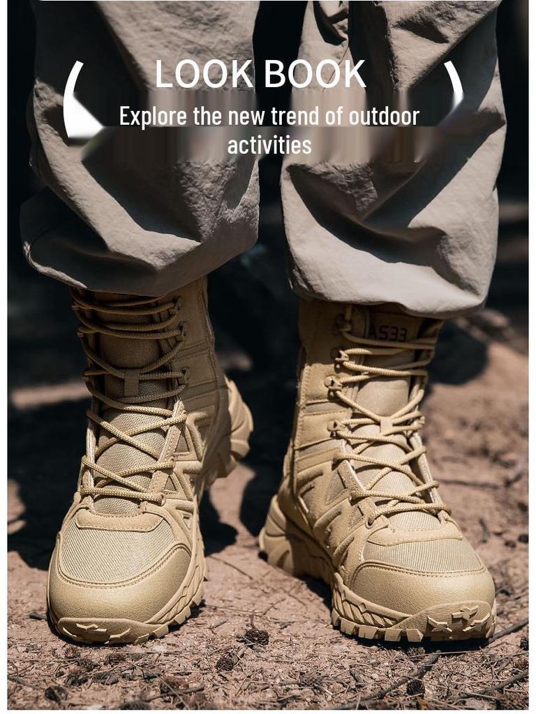 Men’s Tactical High-Top Combat Boots - Non-Slip, Wear-Resistant Outdoor Training Footwear