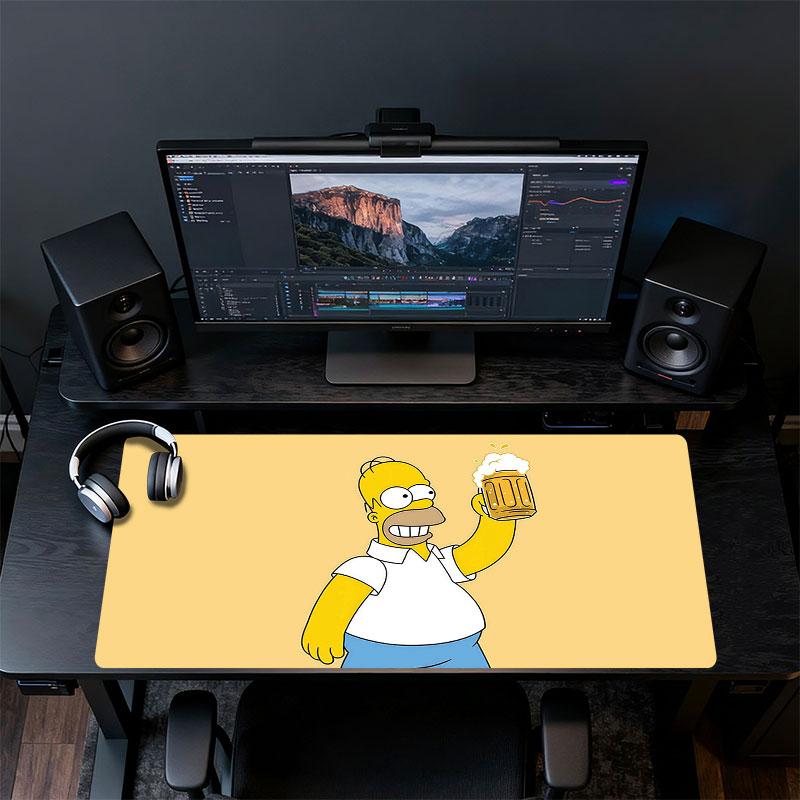 Homer Simpson Mouse Pad, Large Gaming Desk Mat, Non-slip XXL Mousepad for Laptop & Tablet, Mini PC Playmat with Stitched Edges