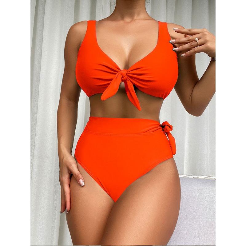 

Жіноче бікіні з двох предметів, сексуальний купальний костюм із високою талією, пляжний купальний костюм, жіночий літній купальник S помаранчевий