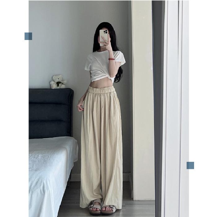 

Новые весенние и летние повседневные широкие брюки для женщин, свободные и ленивые брюки трех видов, универсальные тонкие брюки с высокой талией XXXL