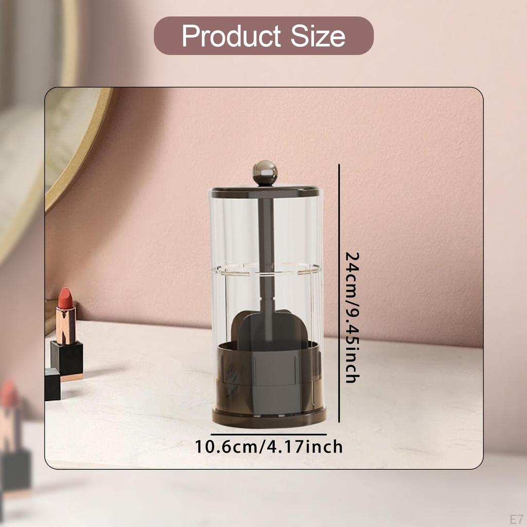 Auto Rising Makeup Brush Holder Cosmetic Tools Organizer Compact Multipurpose with Lid Storage for