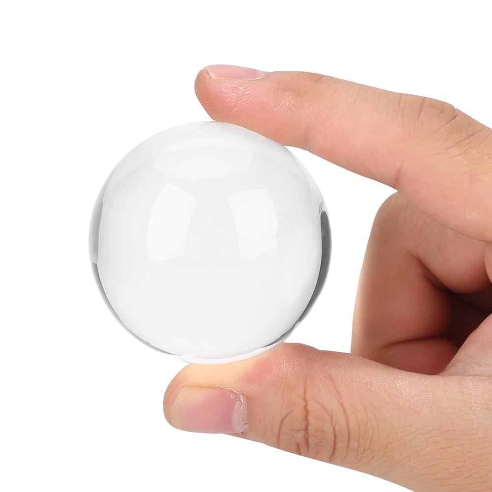 1PC 50MM Artificial Quartz Crystal Ball Transparent Sphere Home Decoration   Wooden Stand