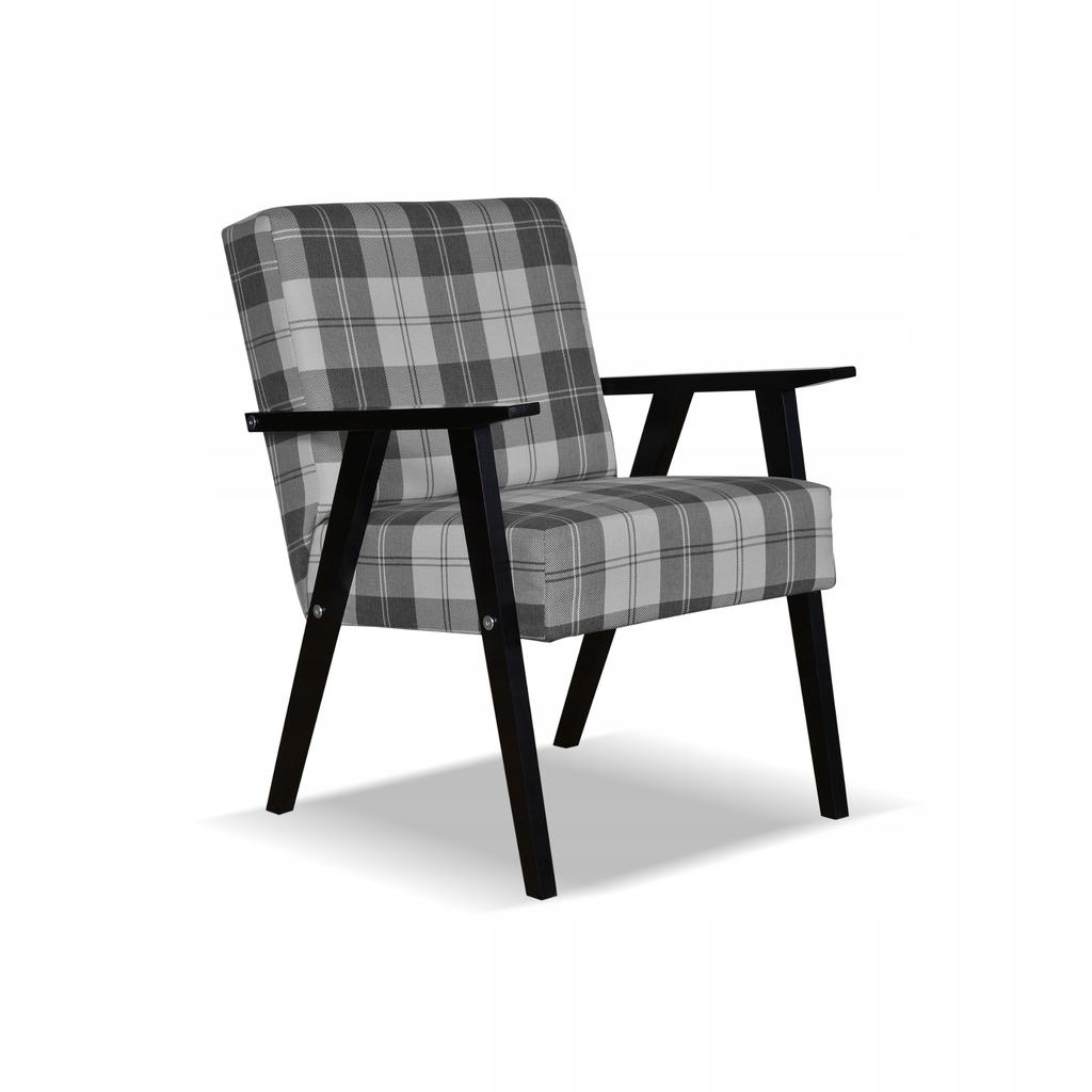 Fotel PRL zestaw retro vintage SOLER Family Meble krata szara