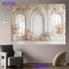 2D Elegant White Window Backdrop Pink Flower Wedding & Party Decor