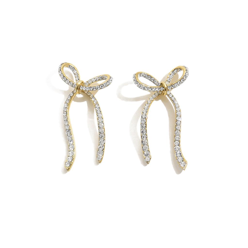 14K Real Gold Electroplating, Design Sense Bow Stud Earrings, High Sense Party Temperament, Unique Fashion Earrings Women