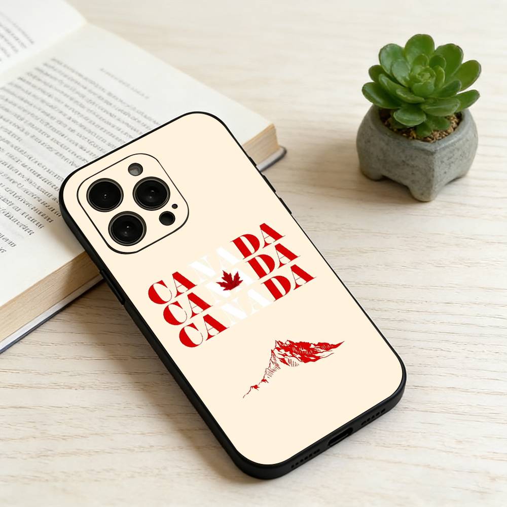 Canada Flag Aesthetic Phone Case For iPhone 17, 16,15,14,13,12,11 Plus,Pro Max, Others Soft Black Cover