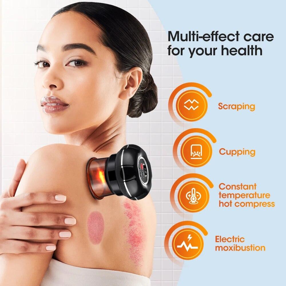 Intelligent Cupping Vacuum Massage Device 12 Gears Electric Heating Scraping Suction Cups Physical Fatigue Relieve Guasha Cans