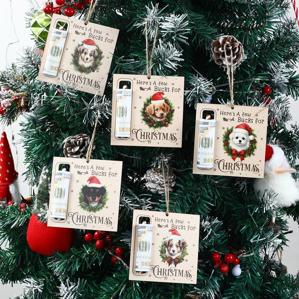 Christmas Santa Claus Wooden Money Card Pendant Merry Christmas Decor for Home 2025 Navidad Xmas Tree Ornament New Year 2026