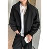 Men Loose Stand Collar Cleanfit Deconstructed Short Bomber Jacket Casual Workwear Outerwear
