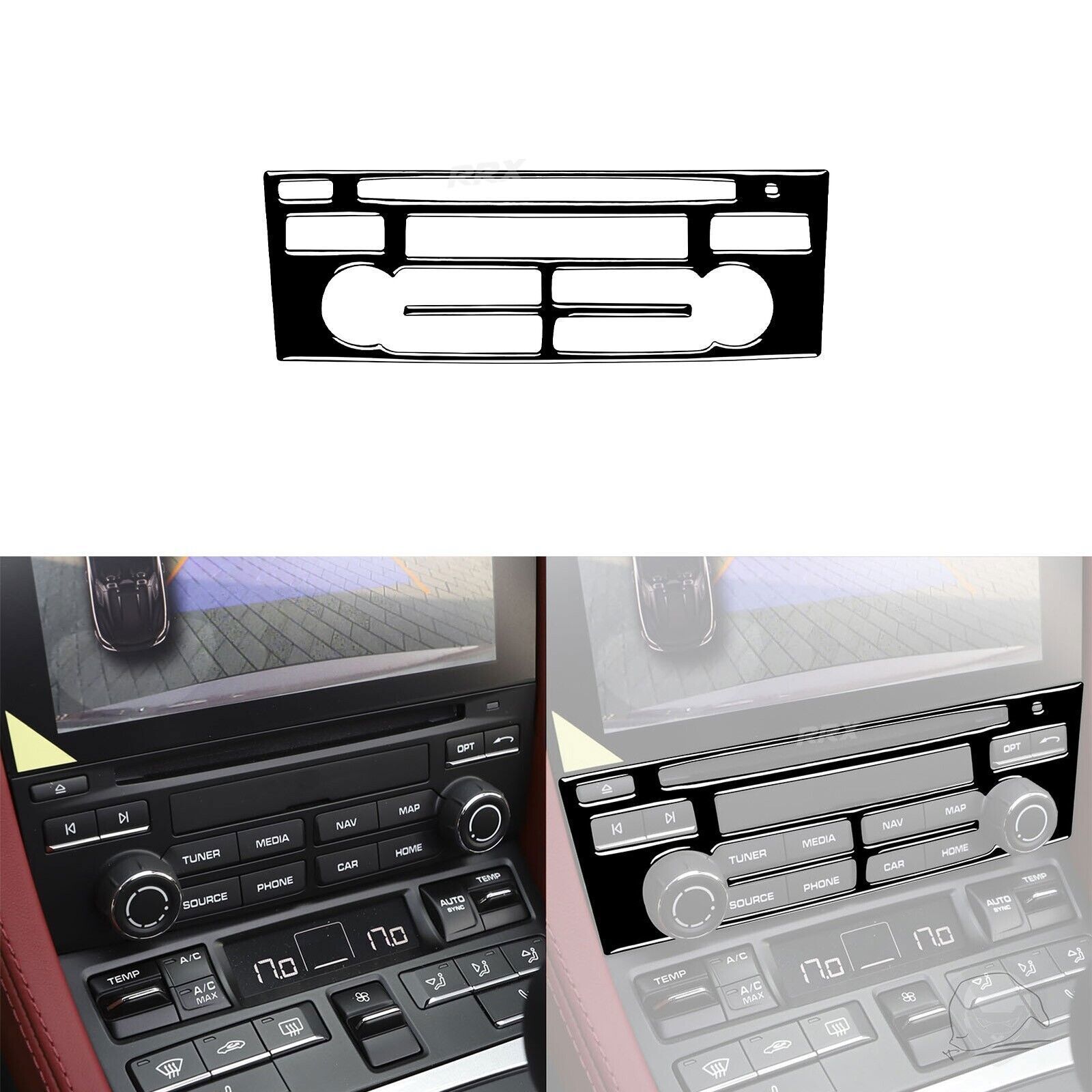 Piano Black Console CD Radio Panel Cover For Porsche 718 Boxster Cayman 2016-22