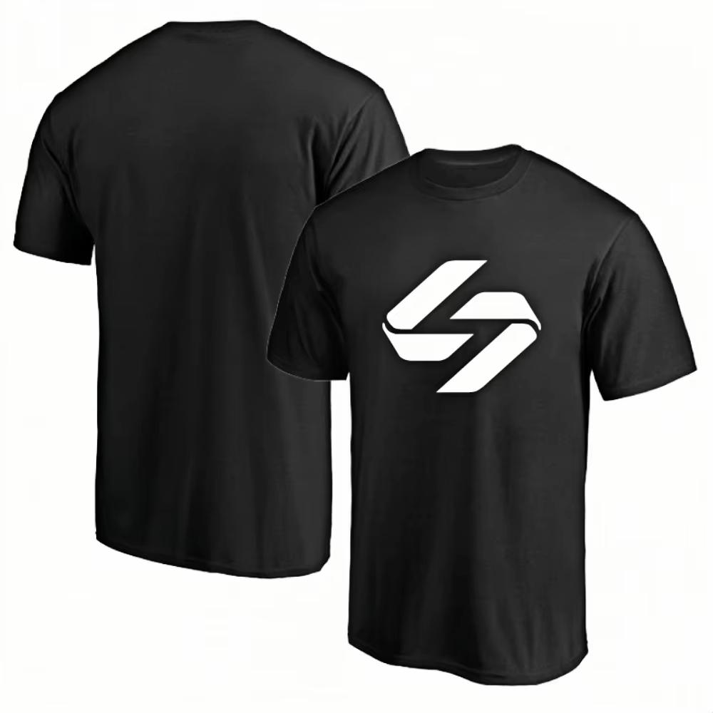 Luka Doncic Logo Basketball T-Shirt Herren Damen Baumwolle Rundhals Kurzarm Spieltag Leicht Atmungsaktiv und Bequem Kleidung L black