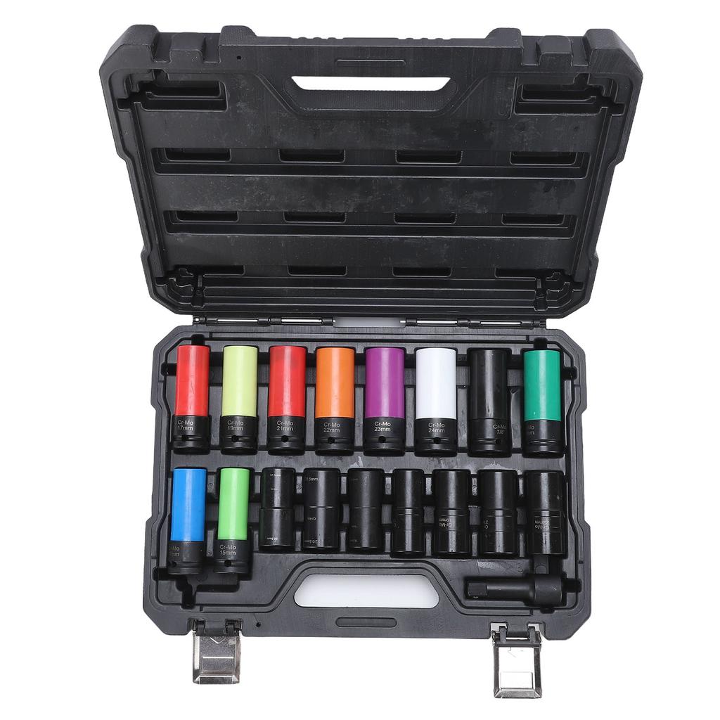 1 2in Drive Socket Set Hex Design Double Ended Torsion 6 Point and 12 Point Driver Socket Set with Extension Rod