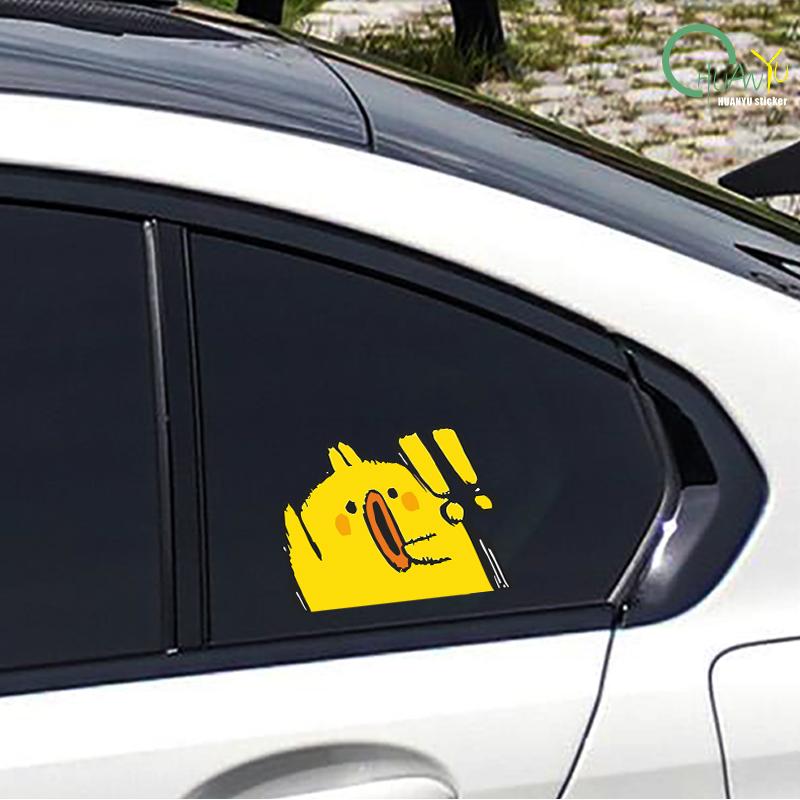 Reflective car sticker; surprised chick car motorcycle electric bike decoration helmet box trunk waterproof sticker;