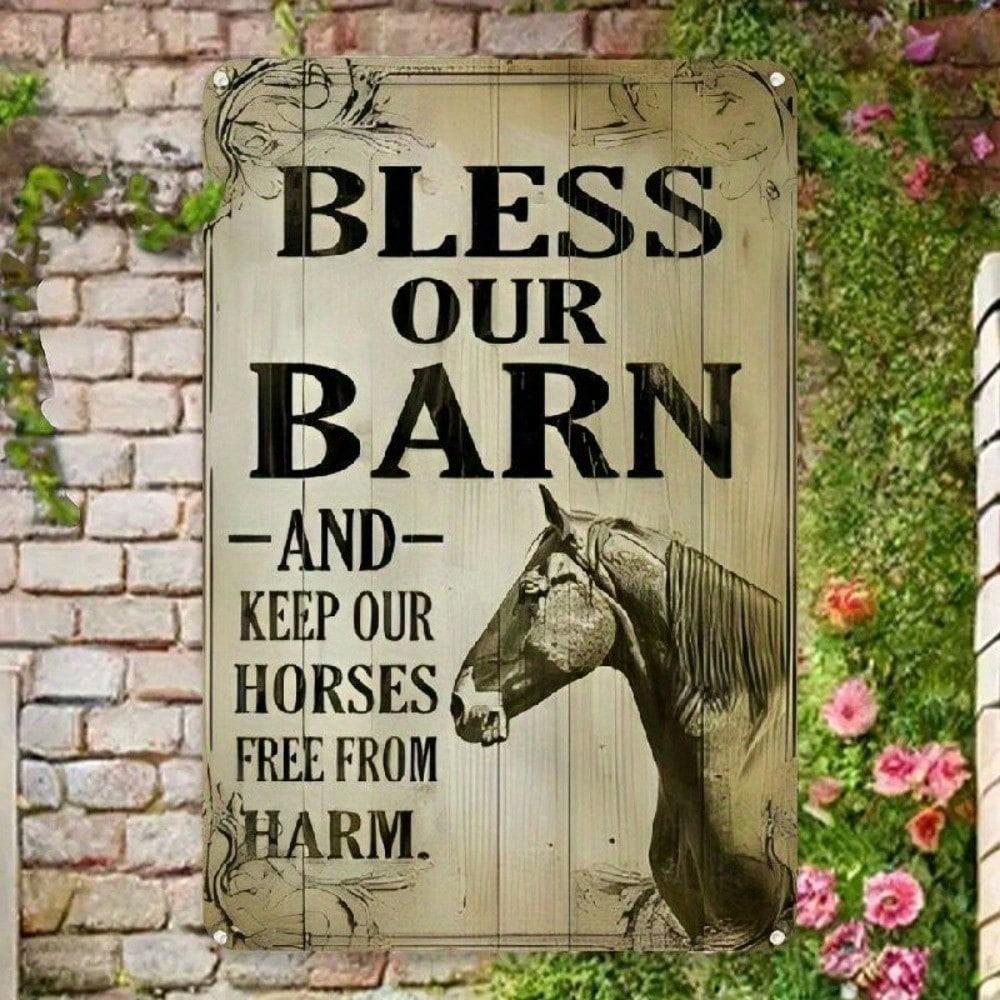 

SignMission Bless Our Barn Horse Metal Sign 8x12 Inch, Rustic Farmhouse Wall Decor, Vintage Funny Keep Horses Safe Tin Sign for різнокольоровий