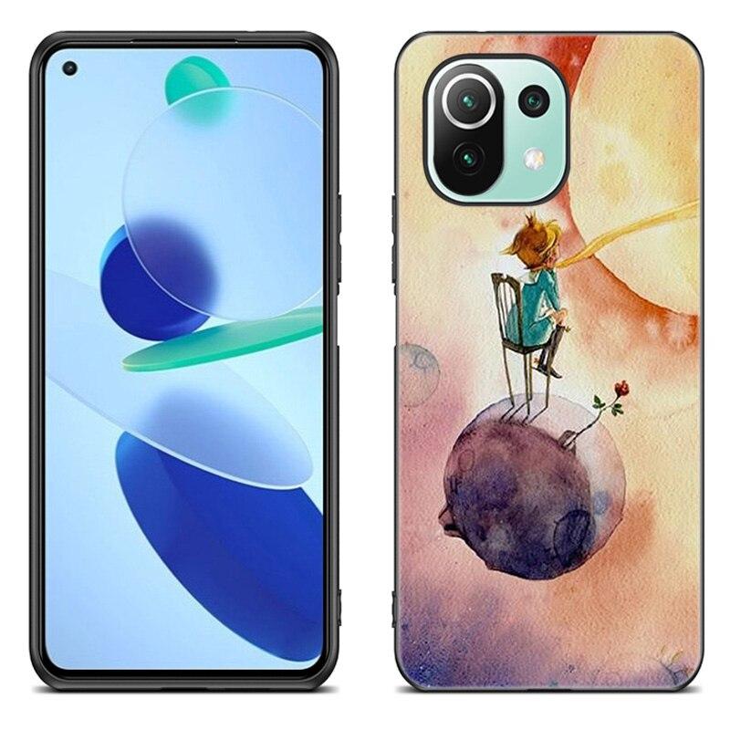 The Little Prince Fox Case For Xiaomi Mi 11 Lite NE 11i 10T 11T Pro A2 A3 Lite POCO F3 M3 M4 C31 X3 Pro NFC GT Black Soft Cover