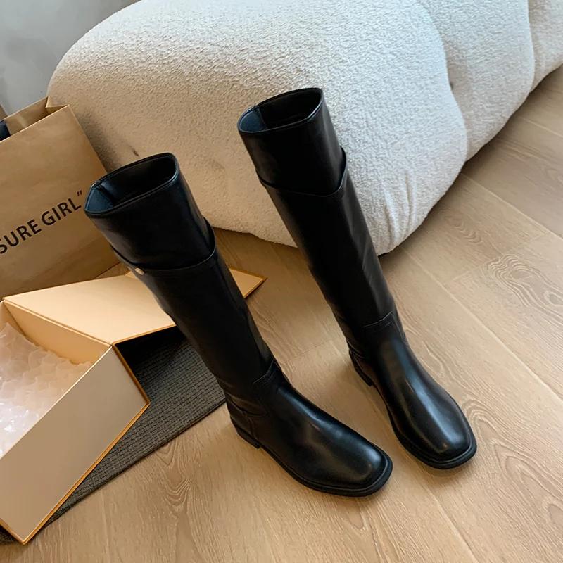 Designer Women Knee High Boots Fashion Large Cylinder Circumference Shoes Autumn Winter Low Heel Ladies Knight Long Booties