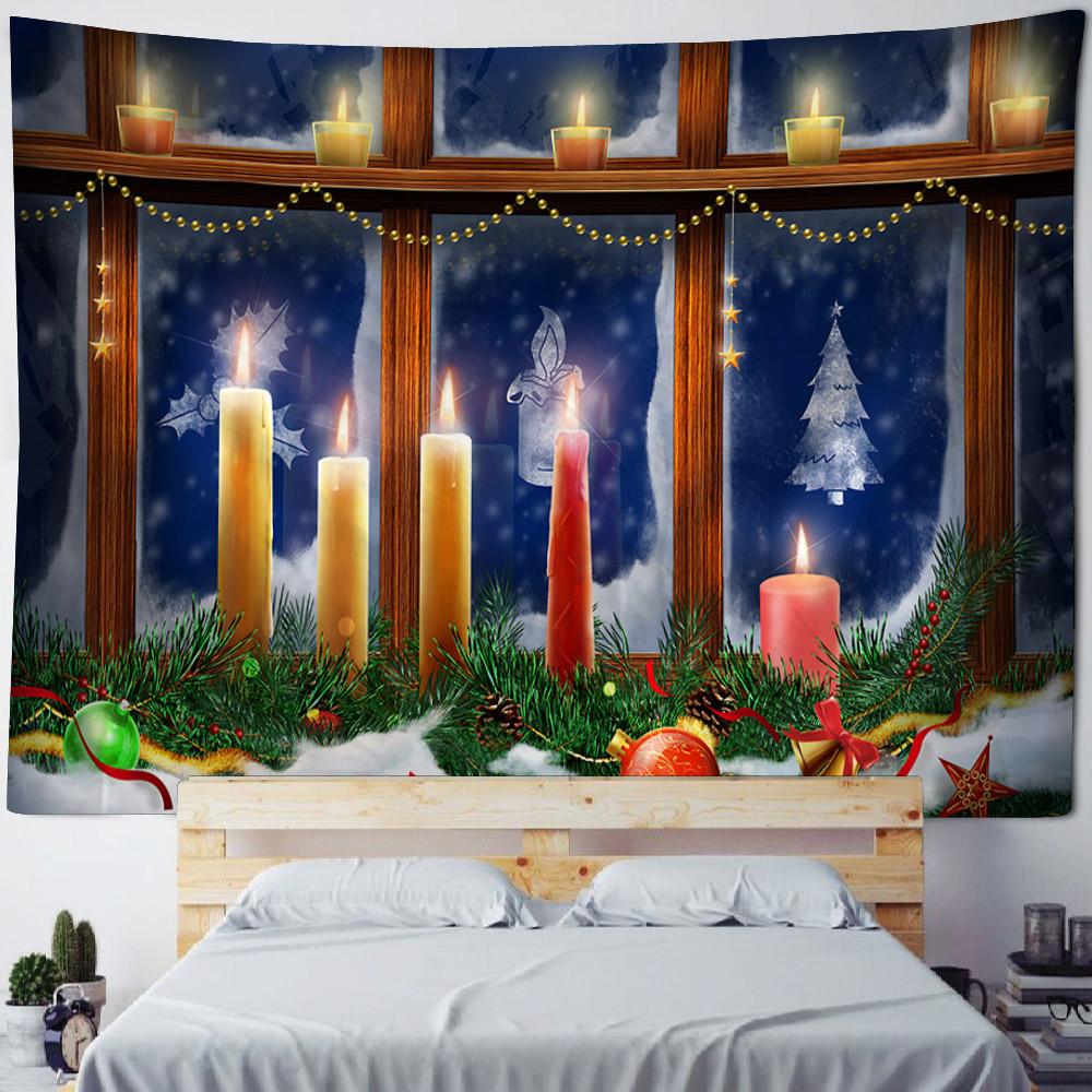 Christmas Santa Claus Workshop Tapestry Wall Hanging Festive Xmas Holiday Party Backdrop Decor for Bedroom Living Room