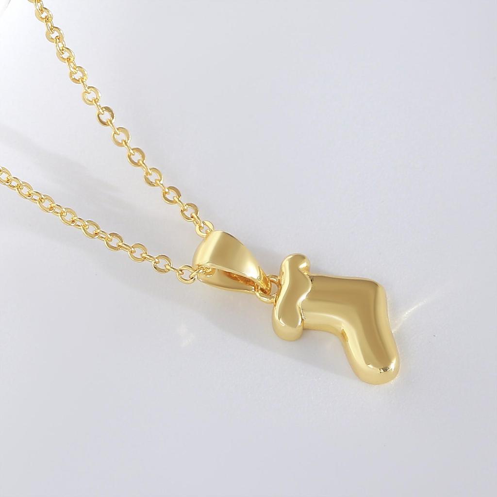 Copper Electroplated Gold Christmas Stocking Pendant Necklace - Women's Niche Clavicle Chain Design