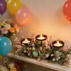 Easter Egg Candlestick Ornament, Festive Party Table Centerpiece, Artificial Green Plant Candlestick