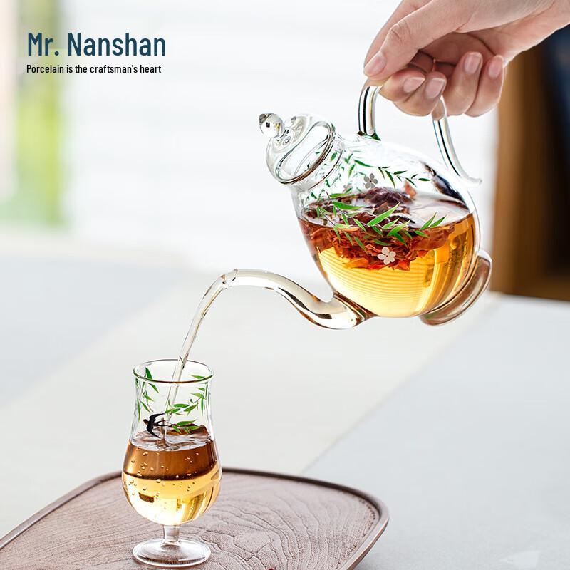 Nanshan Mr. Chinese Style Decal Glass Teapot