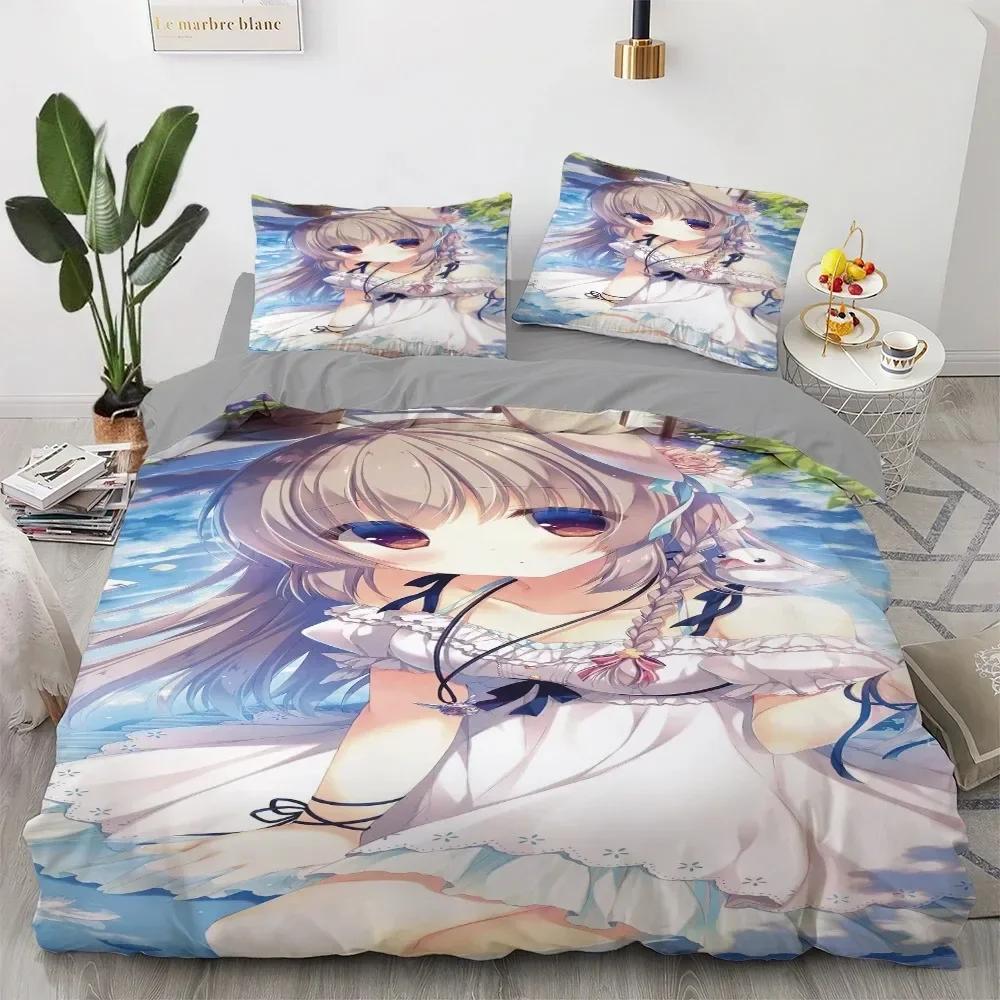 New Anime Kawaii Bedding Set Japan Anime Loli Duvet Cover Set Kids Bedroom Cartoon 3D Printed Quilt Cover Bedroom Gift