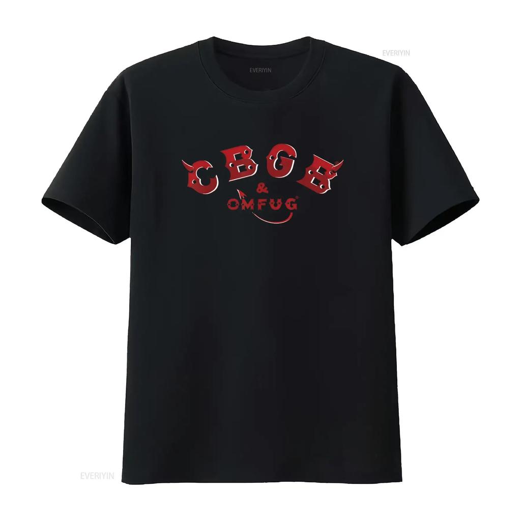 CBGB Horns T Shirt vintage Washed Slightly Top For Everyday Wear designer clothes Unisex graphic Casual homme Stylish
