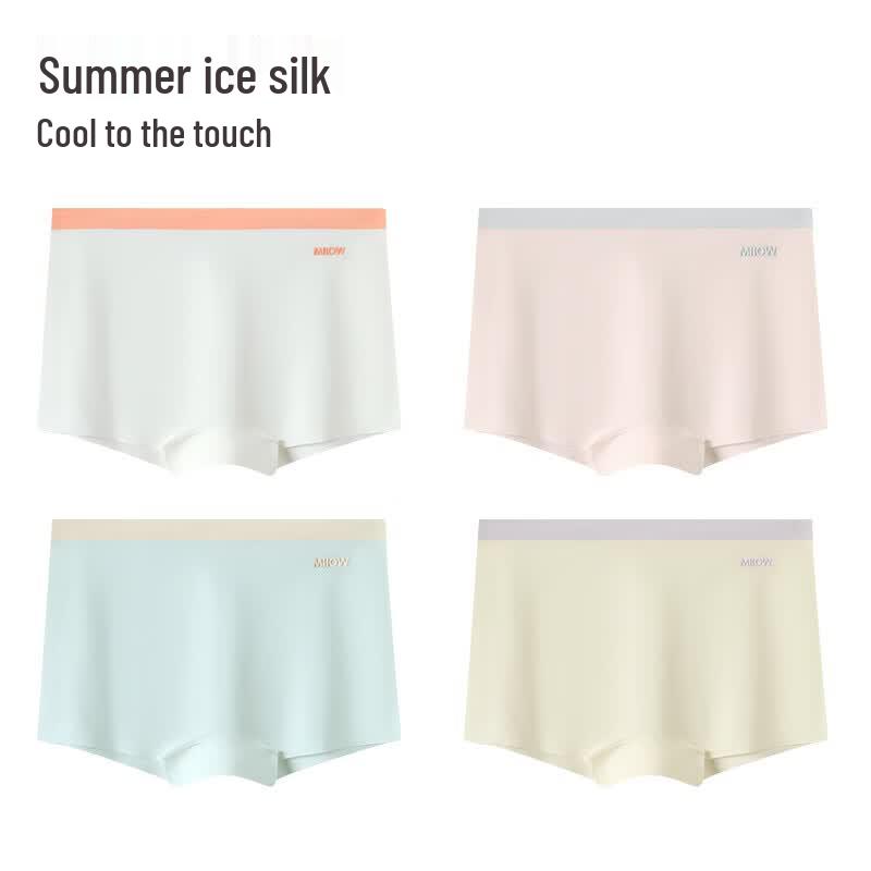 MIIOW Girls' Ice Silk Boxer Briefs 4-Pack