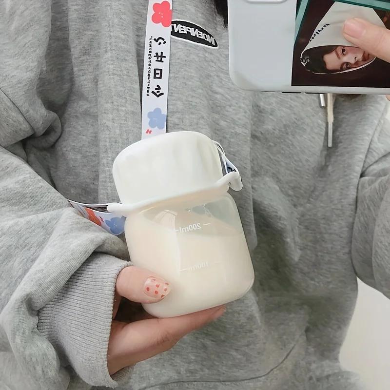 1 Stück Kleine Wasserflasche Transparent Tragbar Kaffee Tee Saft Milchflasche Tragbar Klein Reise Kunststoff-Wasserflasche 250ml