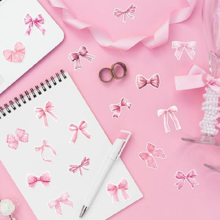 500 Pcs Decorative Sticker Pink Bows Seal Sticker Gift Box Blessing Sticker Adhesive Sticker for Scrapbooking Journal