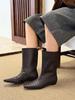 Short Boots Women's Autumn and Winter 2025 New Women's Boots Low Heel Boots Small Square Head Flat Bottom Short Boots Sleeve Fashion Boots