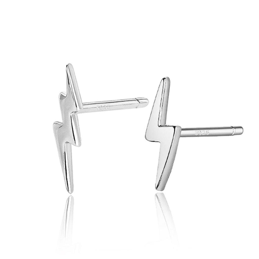 S925 Silver Lightning Stud Earrings - Niche High-End Gold Design for Women