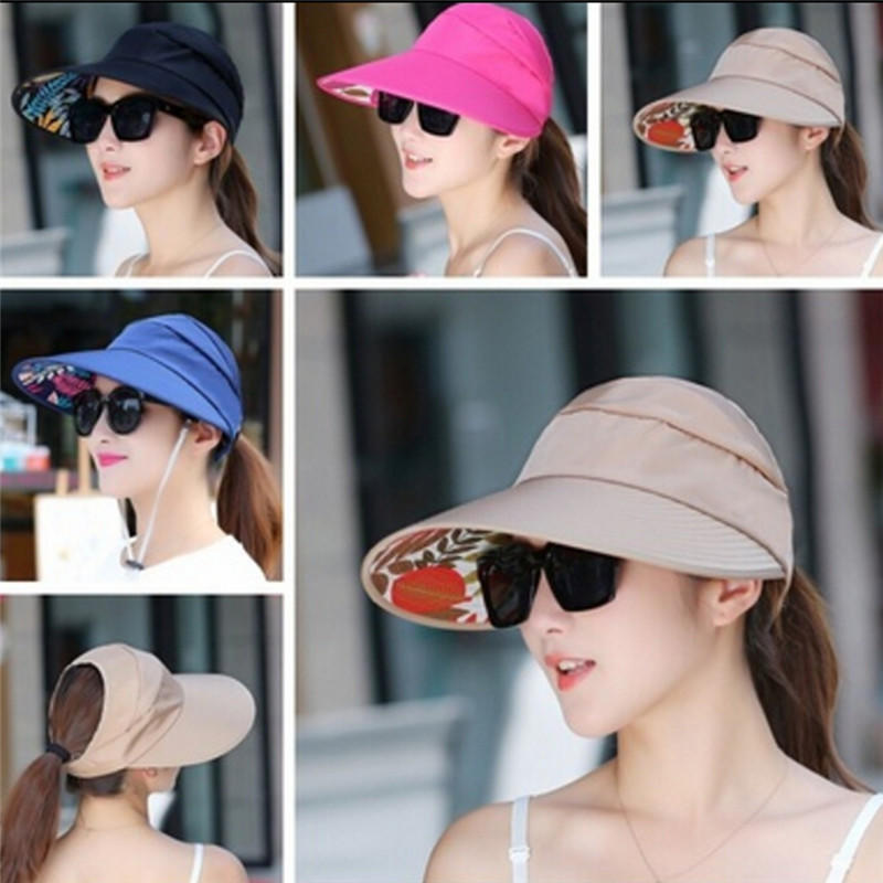 Uv Protect Sun Hat Foldable Large Brim Visor Cap Beach Sun Hat Outdoor