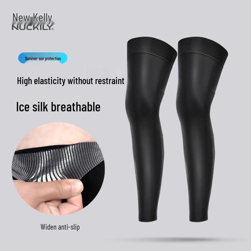 

Nuckily Unisex Summer Leg Sleeves with Knee Pads for Sun Protection - Breathable Design for Cycling, Running, and Basketball Black-L
