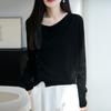 Winter Tencel Wool Blend Knit Cardigan Womens One Shoulder Long Sleeve Loose Top