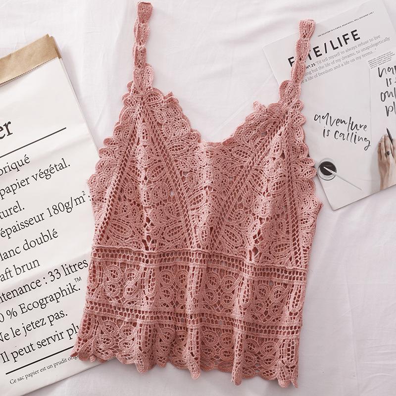 Chaleco de ganchillo de punto hueco para el verano de mujer con nuevo top de tirantes suelto bohemio sin mangas