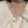 New Shiny Butterfly Necklace Ladies Exquisite Double Layer Clavicle Chain Necklace Jewelry for Ladies Gift