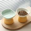 Ceramic Pet Bowl Cat Food Basin High Foot Oblique Mouth Protection Cervical Spine Cat Dog Food Bowl Drinking Water Bowl Spine Anti-knock Pet Supplies