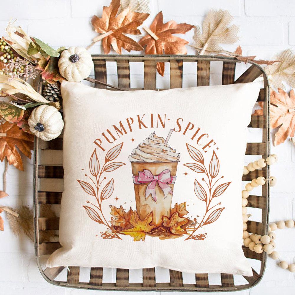 Fall Couch Pillow cover  Cushion cover Pumpkin Spice and Everything Nice Fall Home Decor Boho Autumn Pillow Fall Flowers Cushion