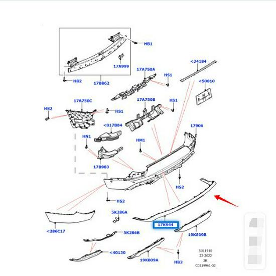 Land Rover Range Rover 2023 Rear Bumper Trim Strip for Sport Version (LR168988)