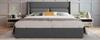 Upholstered Bed 160x200cm with Adjustable Headrests, Hydraulic Frame, Storage, Linen Material, Metal Slatted Frame, Grey (With Mattress)