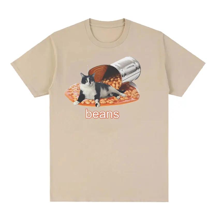Lustige Katze in Bohnendose Meme Grafik T-Shirt Herren Hochwertiges o-Ausschnitt Mode T-Shirt Lässig 100% Baumwolle Übergroßes T-Shirt
