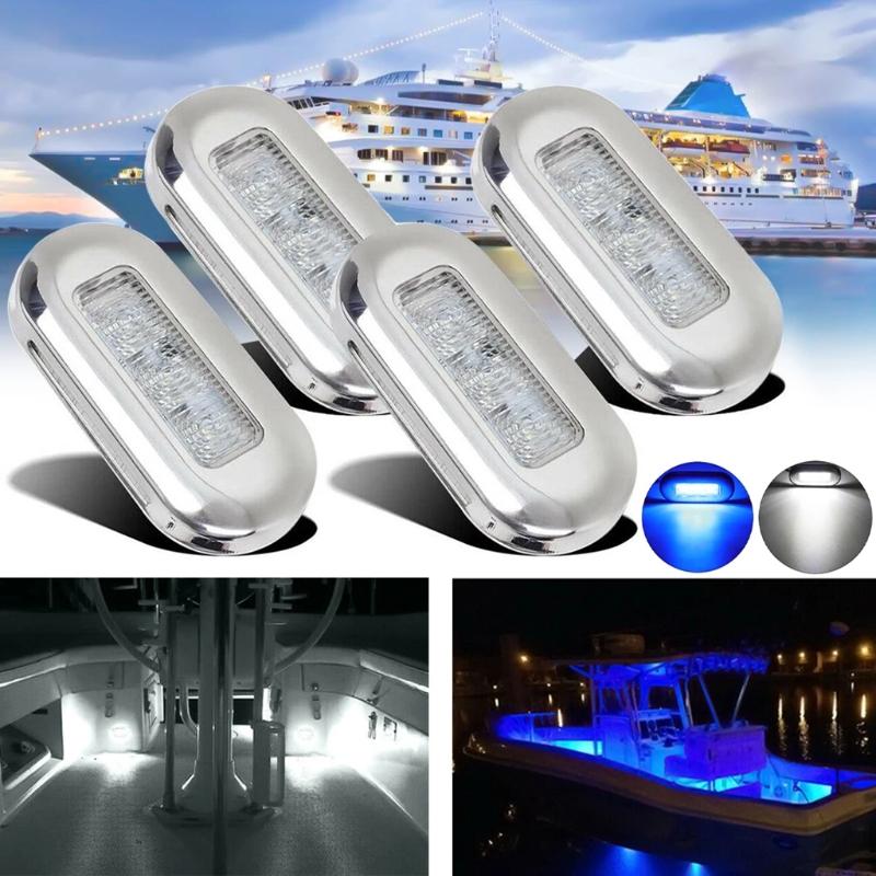 4 Pack 12V Boat Courtesy Lights LED Stair Deck Stern Light Waterproof Turn Signal Indicator Yacht Tail Lamp Marine Light