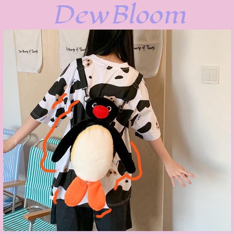 Cartoon Penguin Plush Backpack For Girls Kids Soft Toy School Bag With Zipper Closure And Inner Pocket